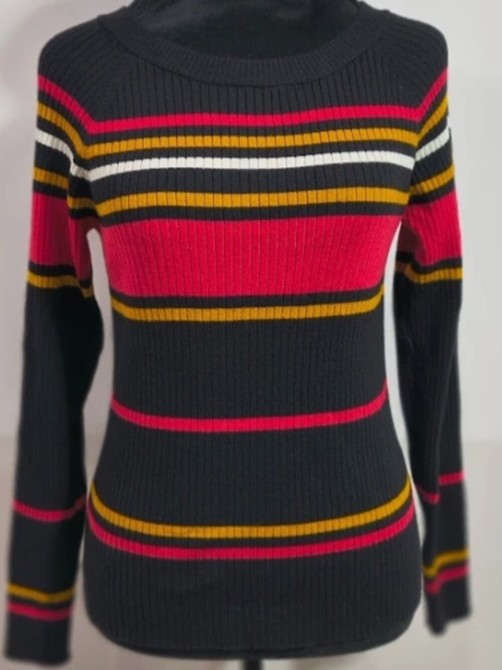 Fashion Nova Stripes for Days Multi Stripe Knit Scoop Neck Sweater Women's XL